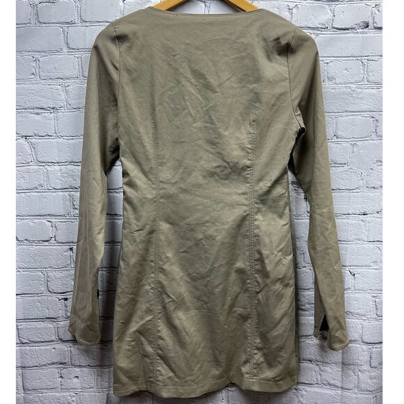 Zara Womens Sweetheart Neckline A-Line Mini Dress Size M Long Sleeve With Slit - Picture 6 of 10